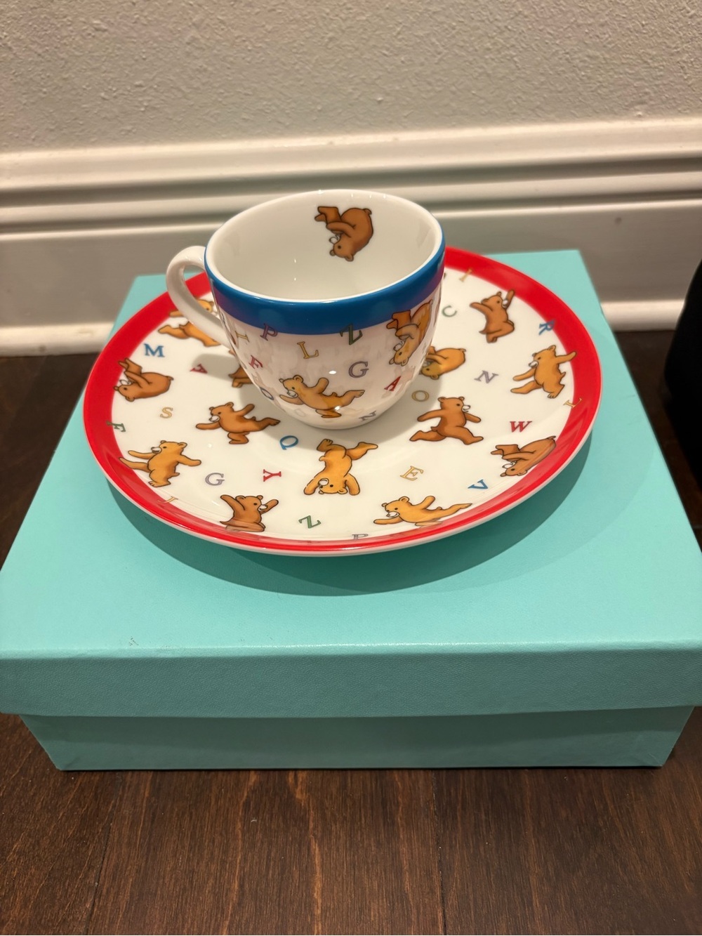 Tiffany & Co. Alphabet Bears Plate with Yellow Bear Motif